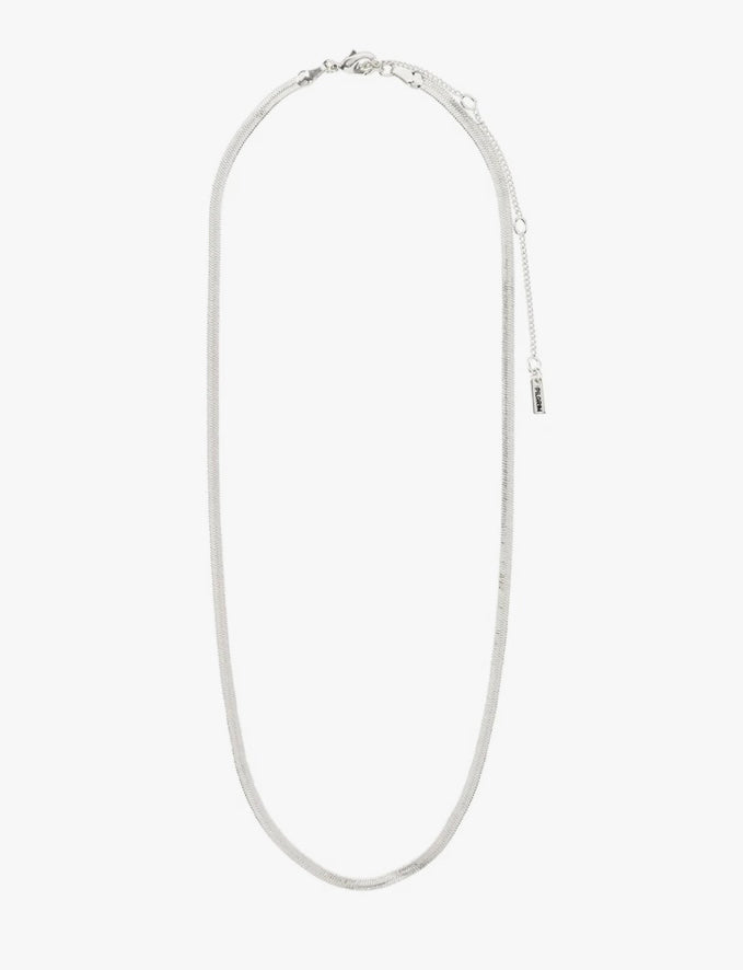 JOANNA RECYCLED SILVER PLATED FLAT SNAKE CHAIN NECKLACE