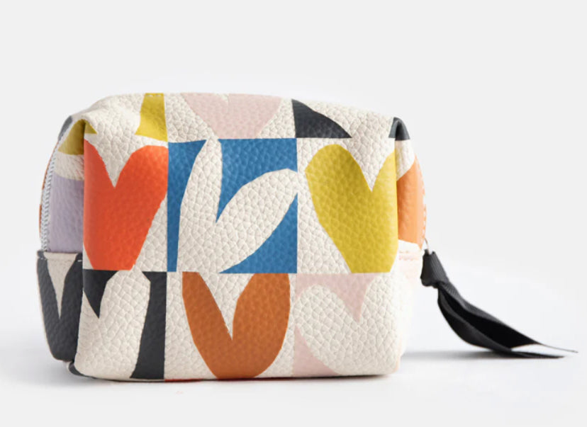 MULTI CHECKMATE HEART MINI CUBE COSMETICS BAG
