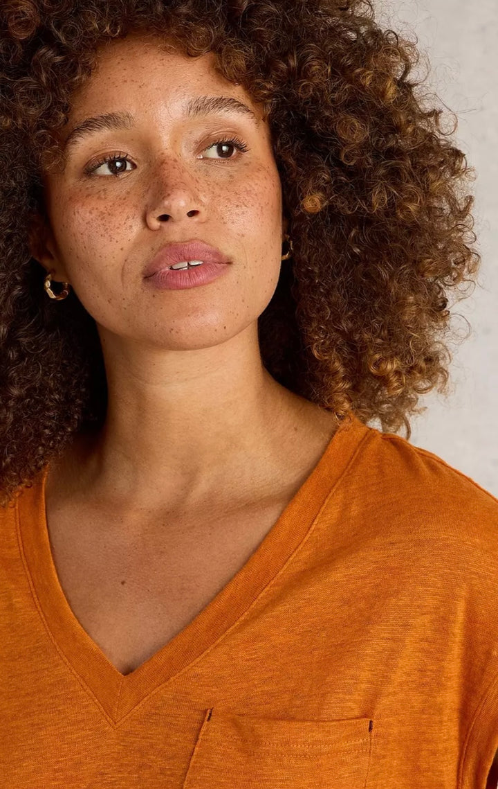 BRIGHT ORANGE IRIS LINEN TEE