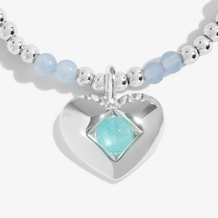 A LITTLE MARCH AQUA CRYSTAL BIRTHSTONE SILVER PLATED BRACELET