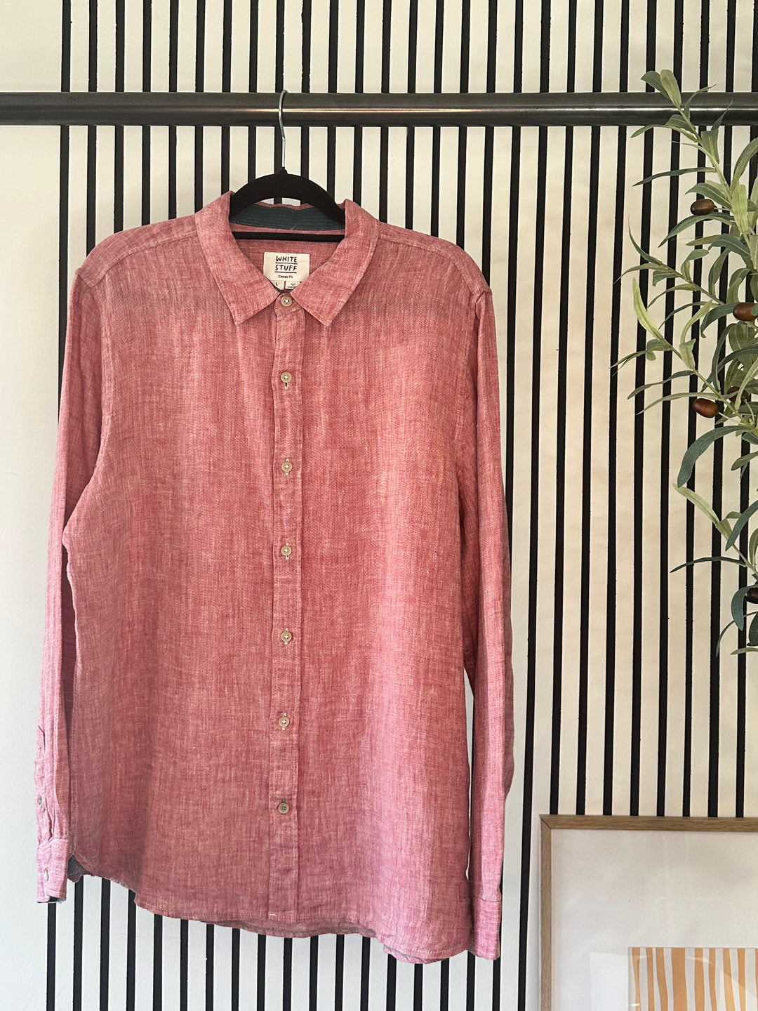 MID RED PEMBROKE LONG SLEEVE LINEN SHIRT