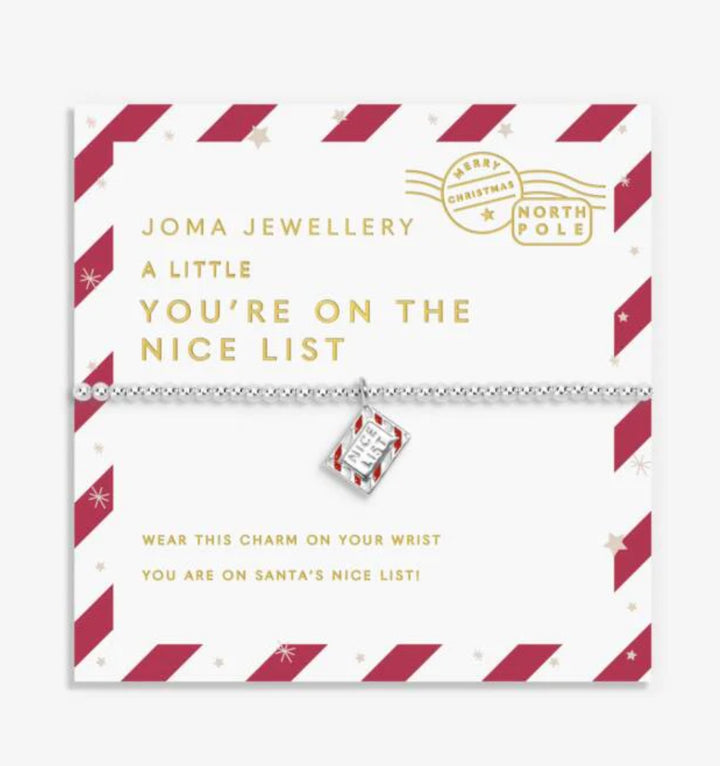 LOVE FROM SANTA YOU’RE ON THE NICE LIST SILVER PLATED BRACELET