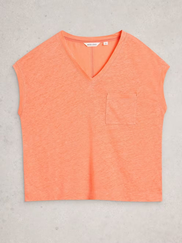 IRIS LINEN TEE MID CORAL