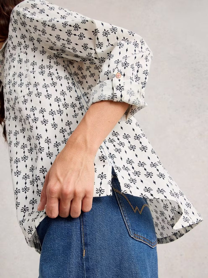 SOPHIE COTTON ORGANIC SHIRT WHITE PRINT