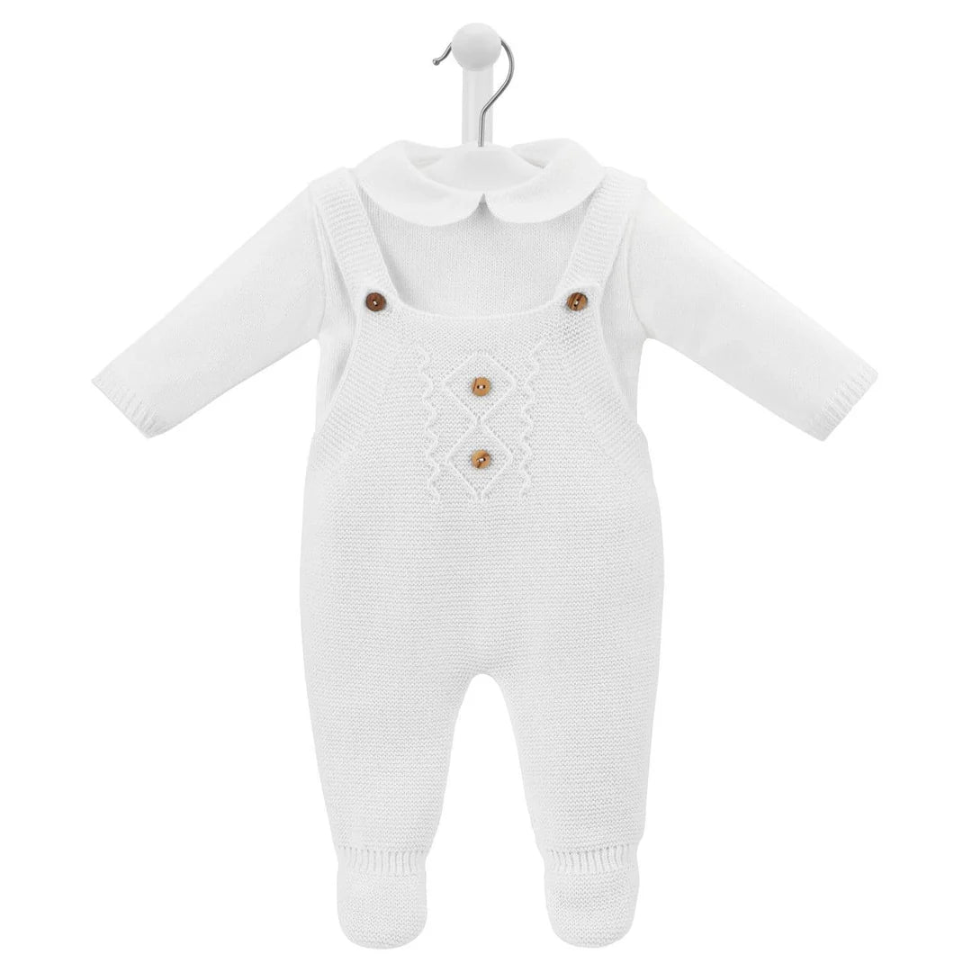 PIQUE COLLAR DUNGAREE SET 0-3 MONTHS