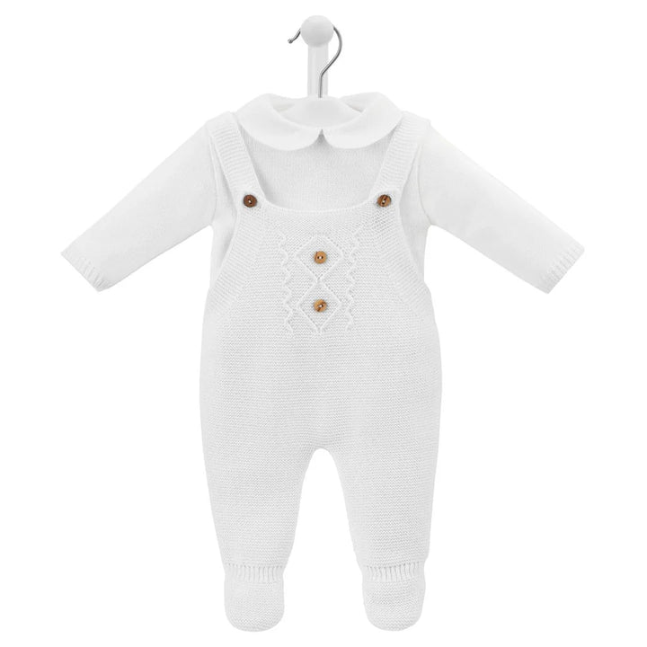 PIQUE COLLAR DUNGAREE SET 0-3 MONTHS