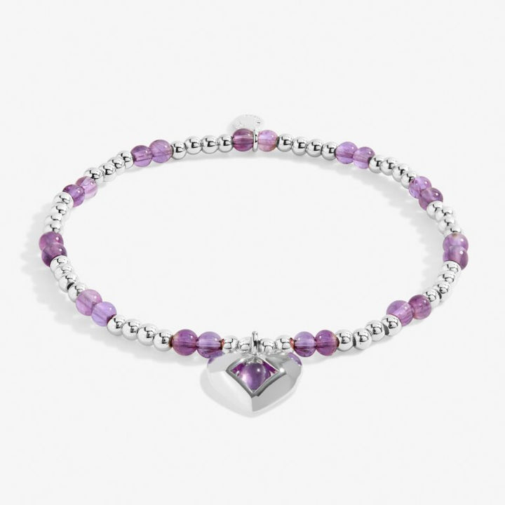 A LITTLE FEBRUARY AMETHYST BIRTHSTONE SILVER-PLATED BRACELET