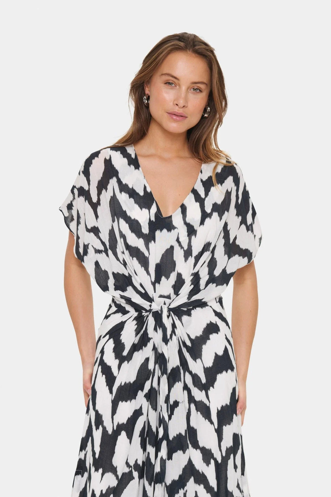 BLACK MONOCHROME STROKES EYAS DRESS