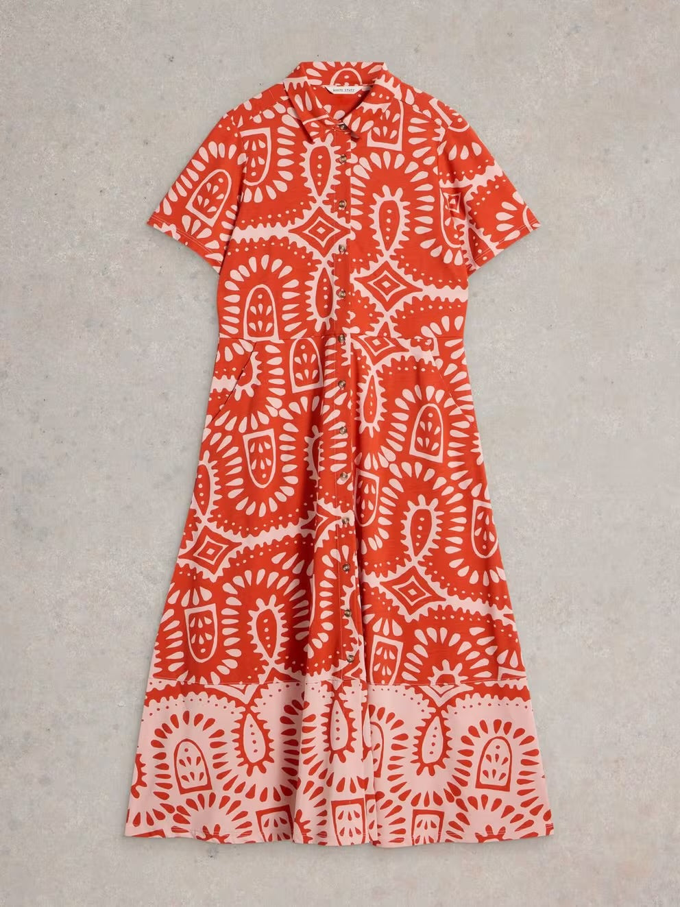 RED PRINT RUA JERSEY SHIRT DRESS