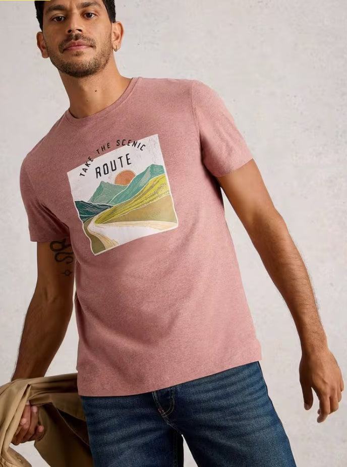 ABERSOCH GRAPHIC SCENE BIKE PINK PRINT