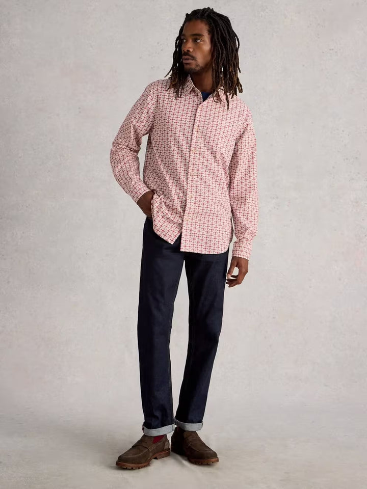 FINSBURY FOLK GEO PRINT SHIRT RED PRINT