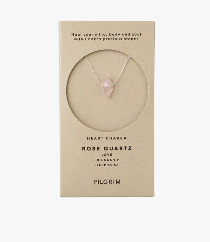 CHAKRA ROSE QUARTZ SILVER PLATED NECKLACE