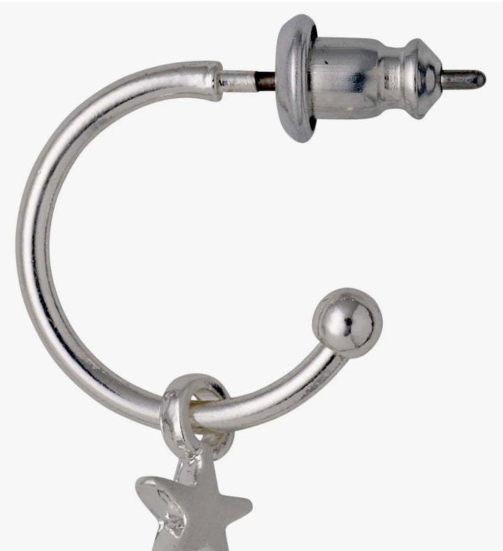 AVA 	STAR HOOP EARRINGS SILVER PLATED