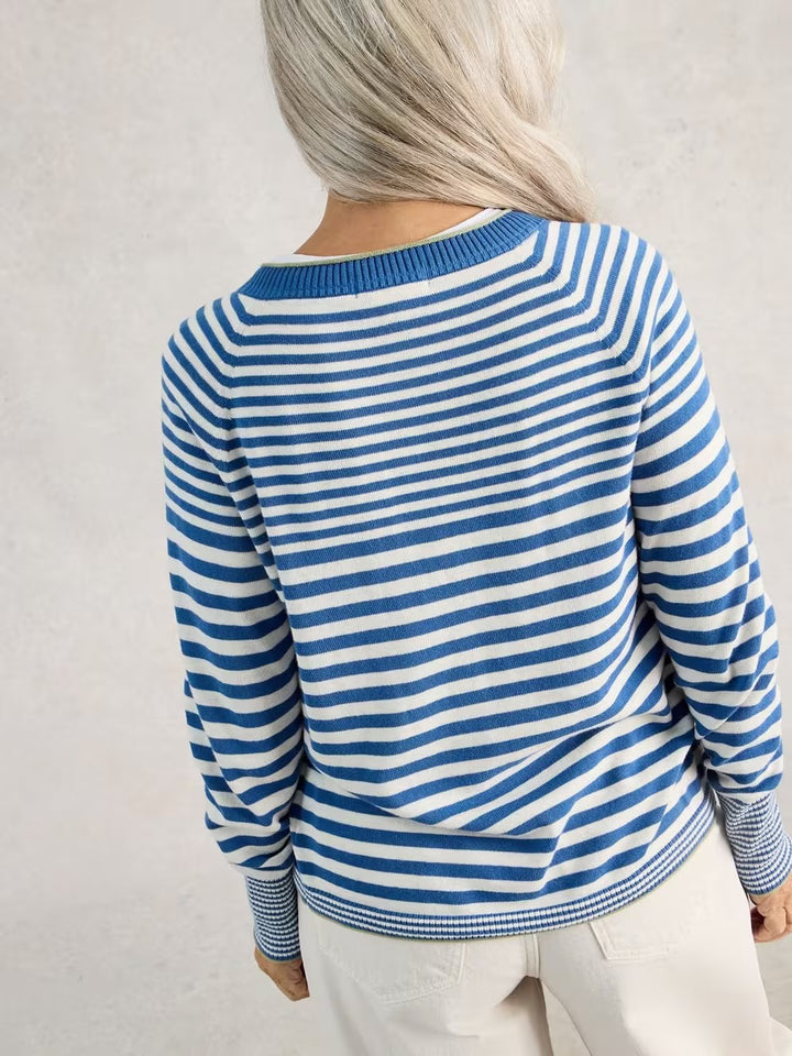 LULU STRIPE CARDI BLUE MLT