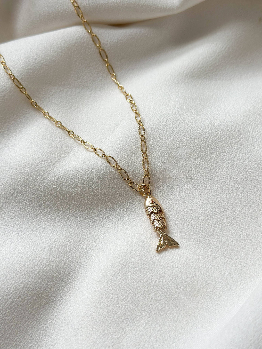 18k Gold Plated Fish Pendant Necklace 