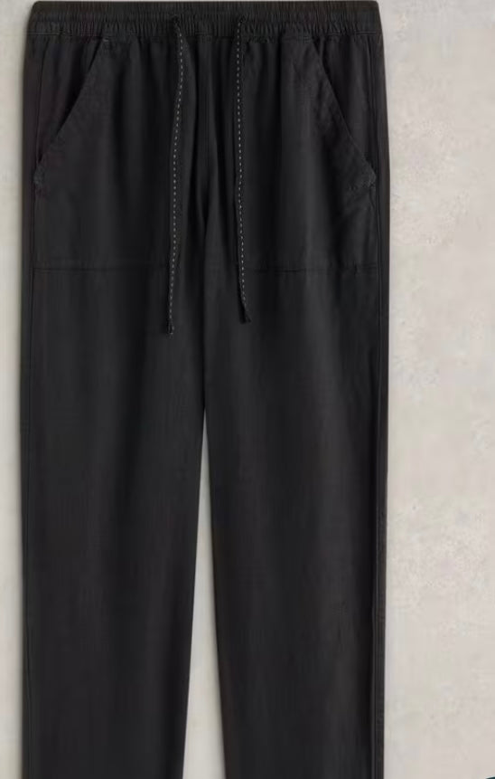 ELLE LINEN BLEND TROUSER PURE BLACK