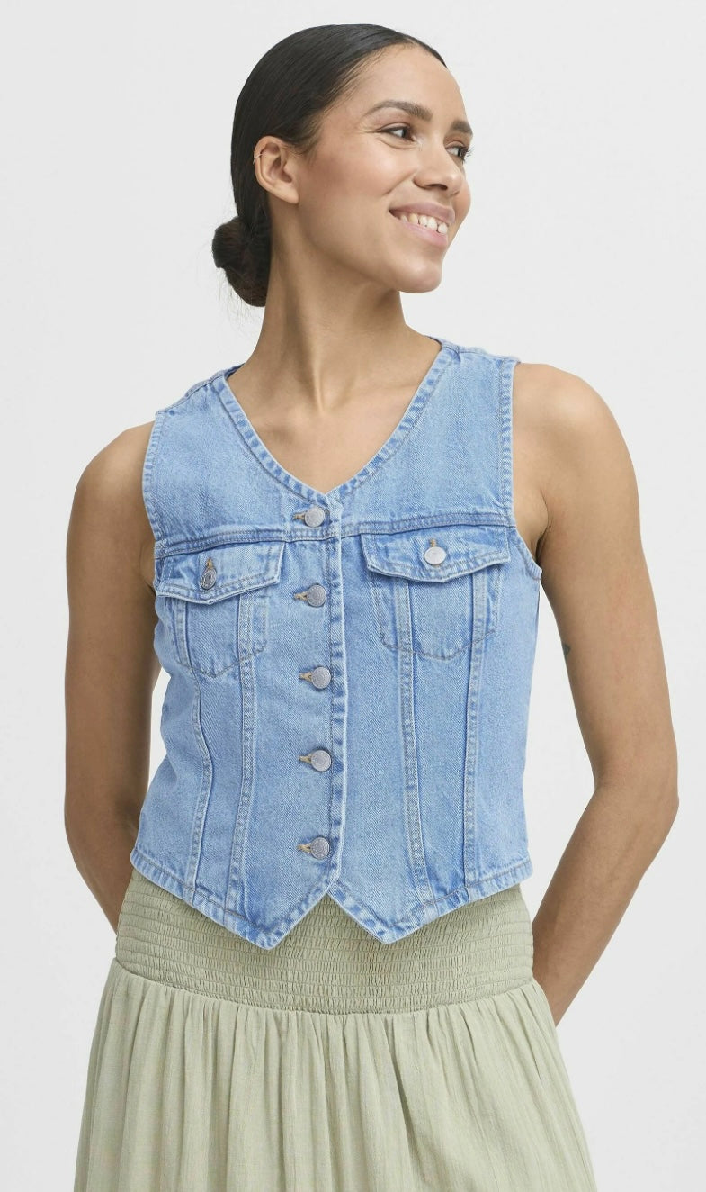 KALLIE WAISTCOAT LIGHT BLUE DENIM
