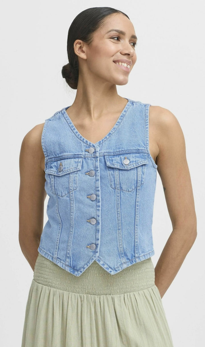 KALLIE WAISTCOAT LIGHT BLUE DENIM