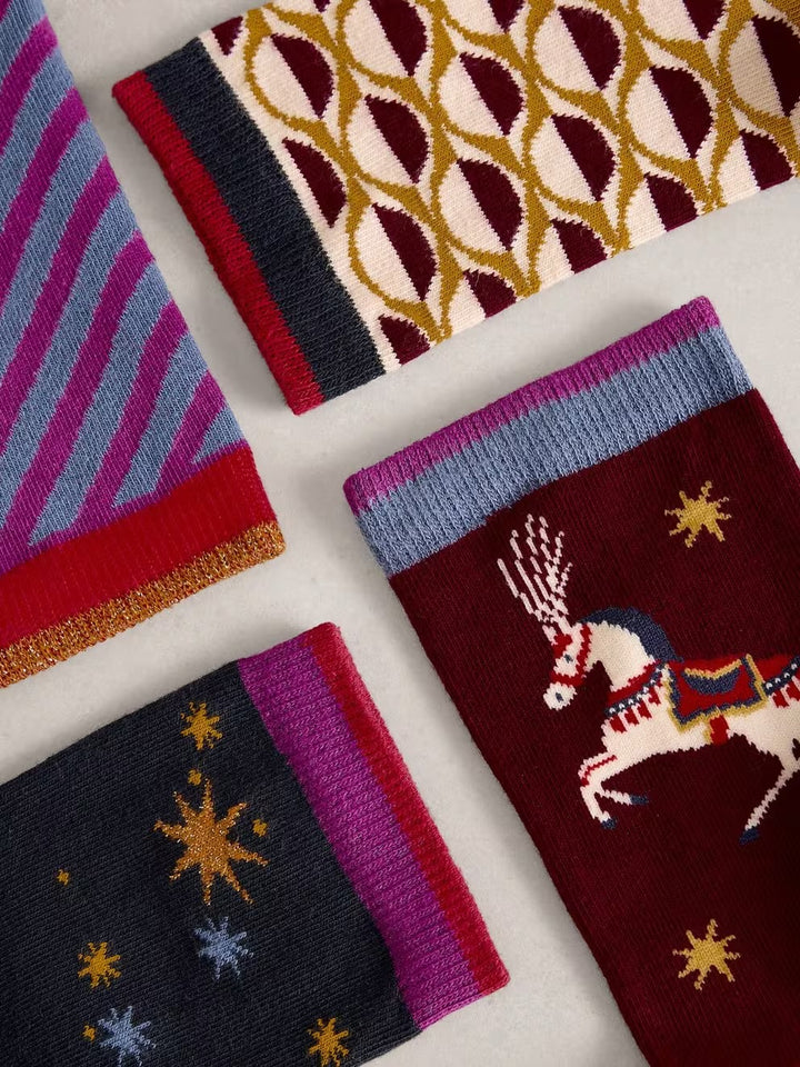 4 PACK CIRCUS ANKLE SOCKS PLUM MLT