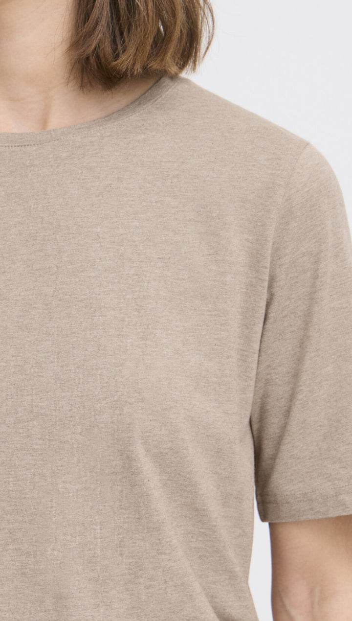 PAMILA HALF SL T-SHIRT WALNUT MELANGE