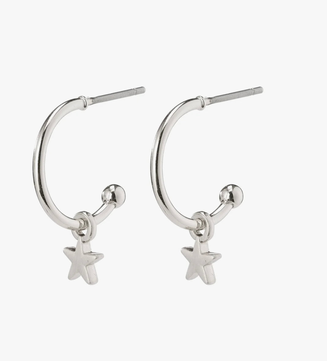AVA 	STAR HOOP EARRINGS SILVER PLATED