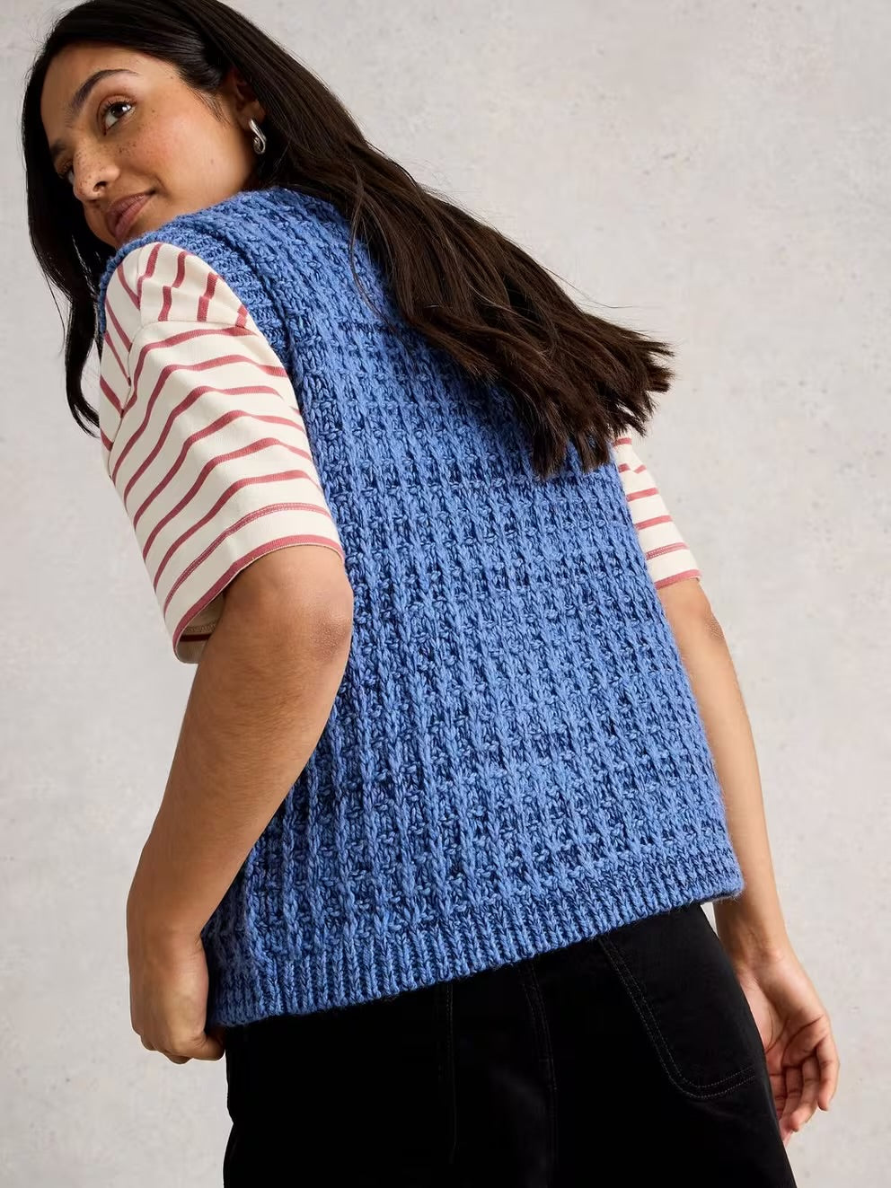 MAXINE BUTTON TANK MID BLUE