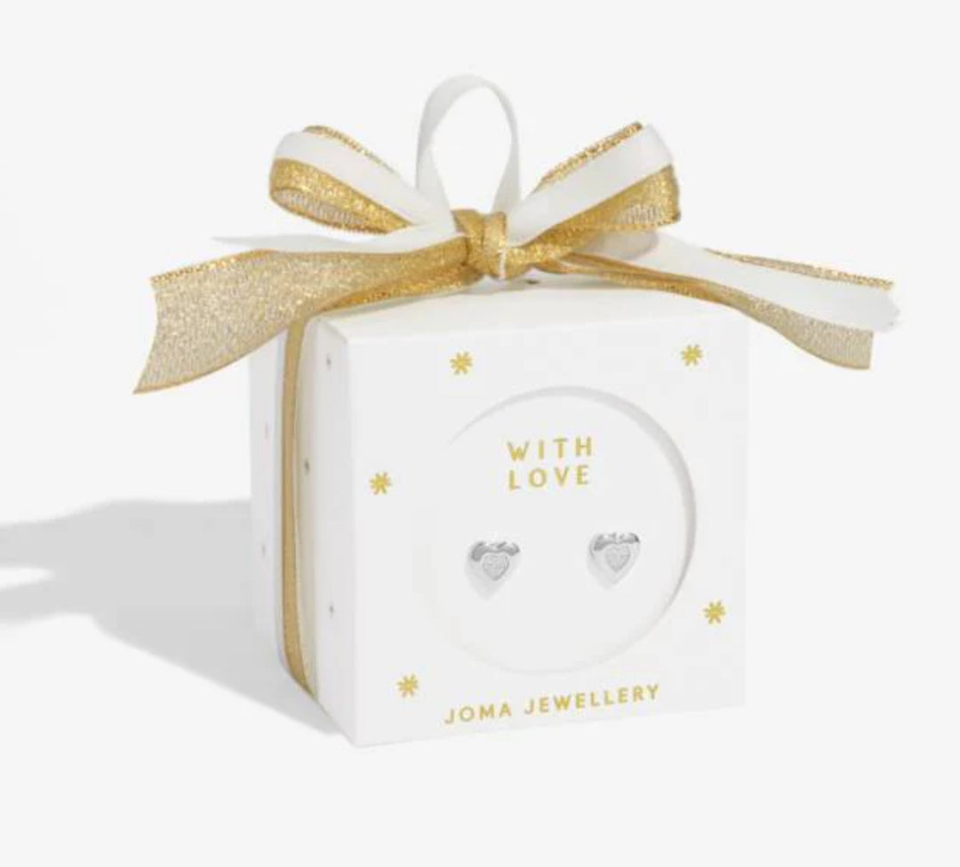 EARRING BAUBLE WITH LOVE SILVER PLATED STUDS