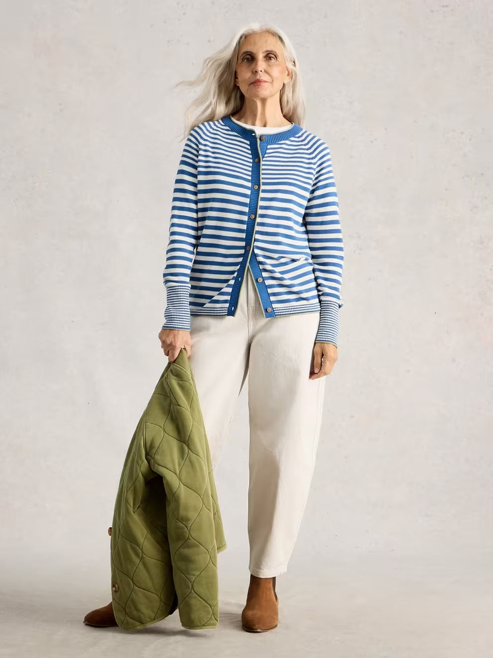LULU STRIPE CARDI BLUE MLT
