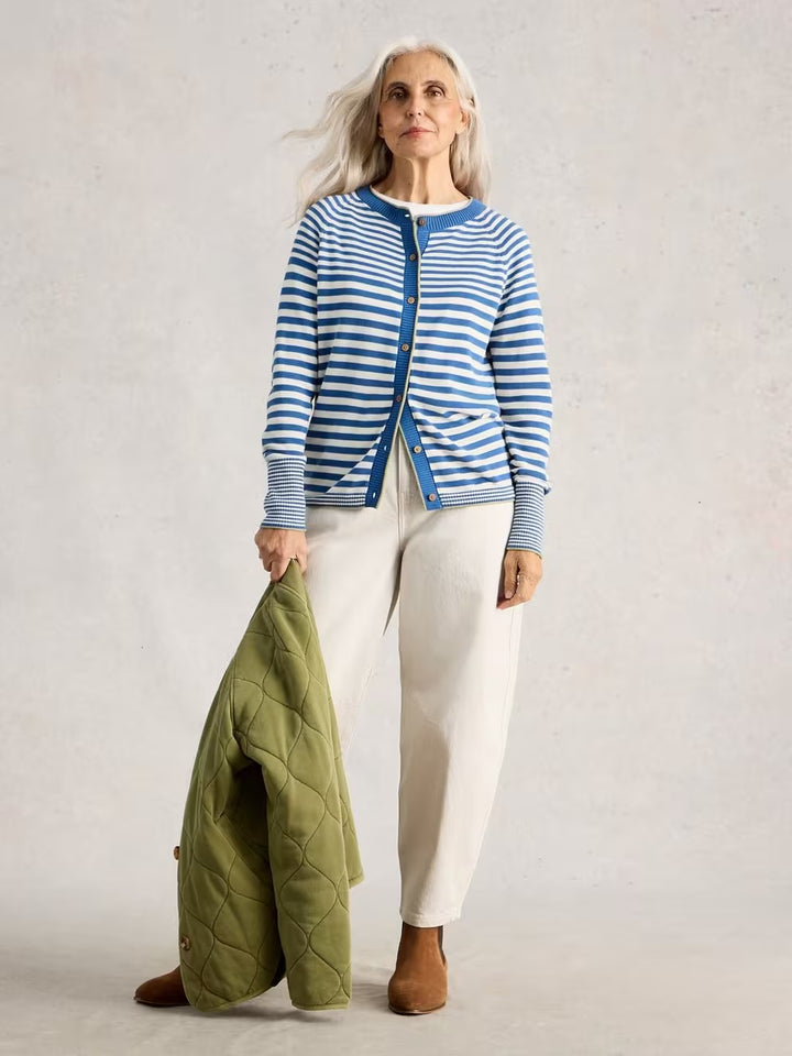 LULU STRIPE CARDI BLUE MLT
