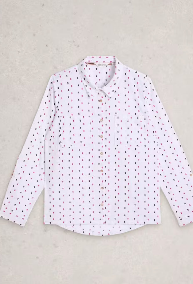 SOPHIE ORGANIC COTTON SHIRT WHITE MLT