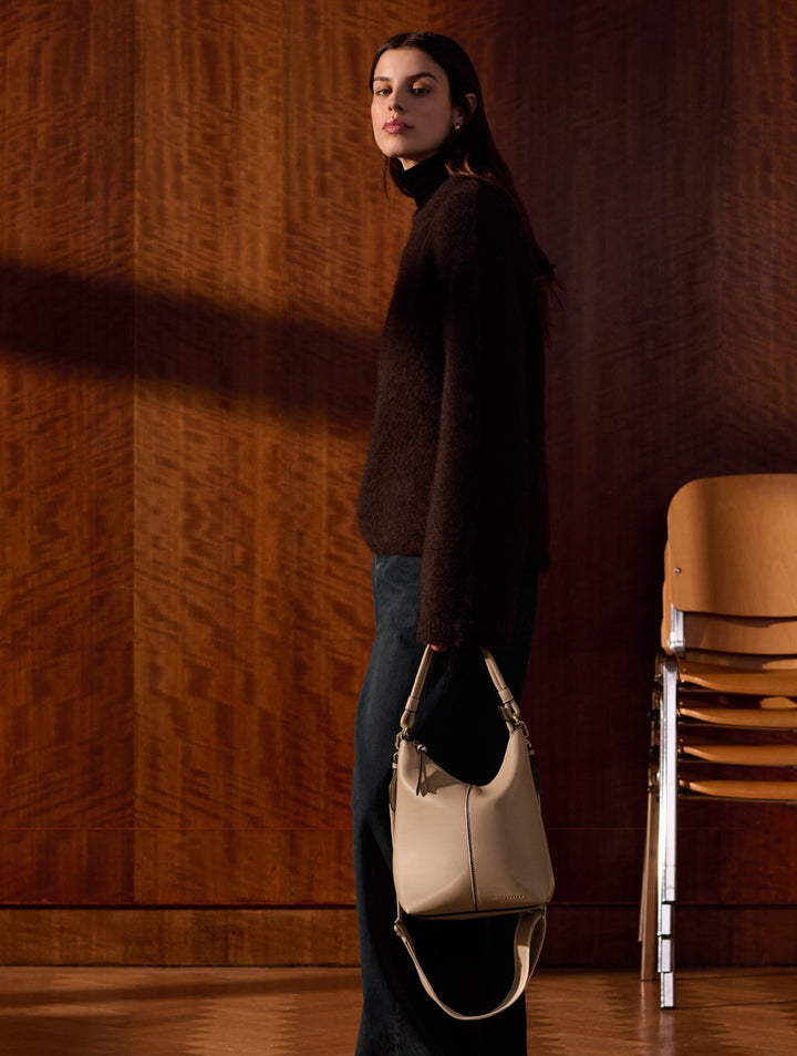 HALLIE SATCHEL BAG | Light Taupe