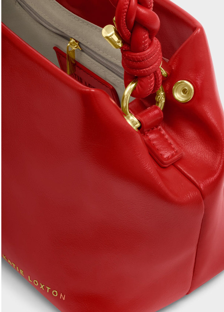 ARDEN BRAIDED TOP HANDLE BAG | RED