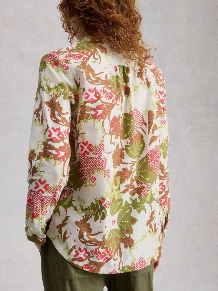 SOPHIE ORGANIC COTTON SHIRT GREEN PRINT