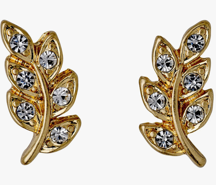 IMOGEN CRYSTAL LEAF EARRINGS GOLD PLATED