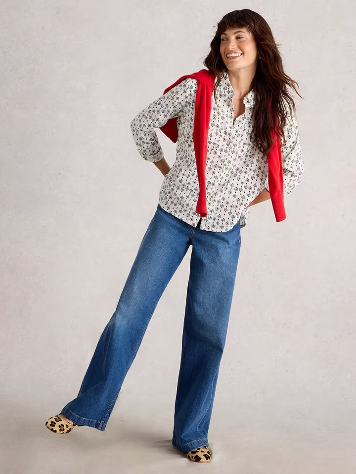 SOPHIE COTTON ORGANIC SHIRT WHITE PRINT
