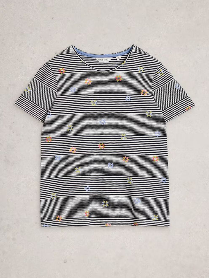 ABBIE STRIPE T-SHIRT NAVY MLT STRIPE T-SHIRT