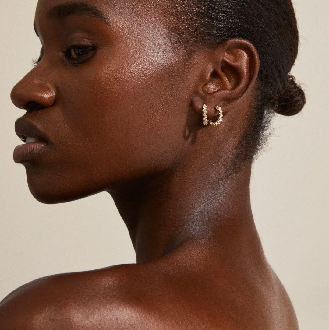 ESTER CRYSTAL HOOP EARRINGS GOLD PLATED