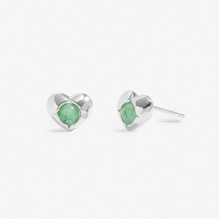 AUGUST AVENTURINE BIRTHSTONE SILVER-PLATED EARRINGS