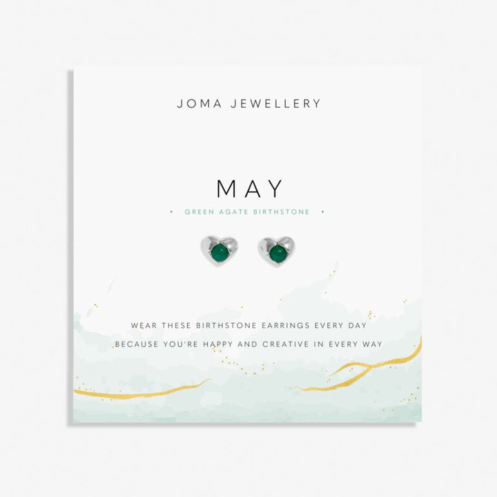 MAY GREEN AGATE BIRTHSTONE SILVER PLATED EARRINGS