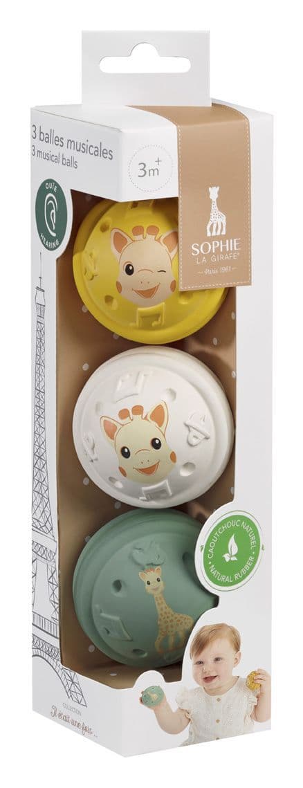 3 Musical Balls Sophie La Girafe - Hearing - Natural rubber