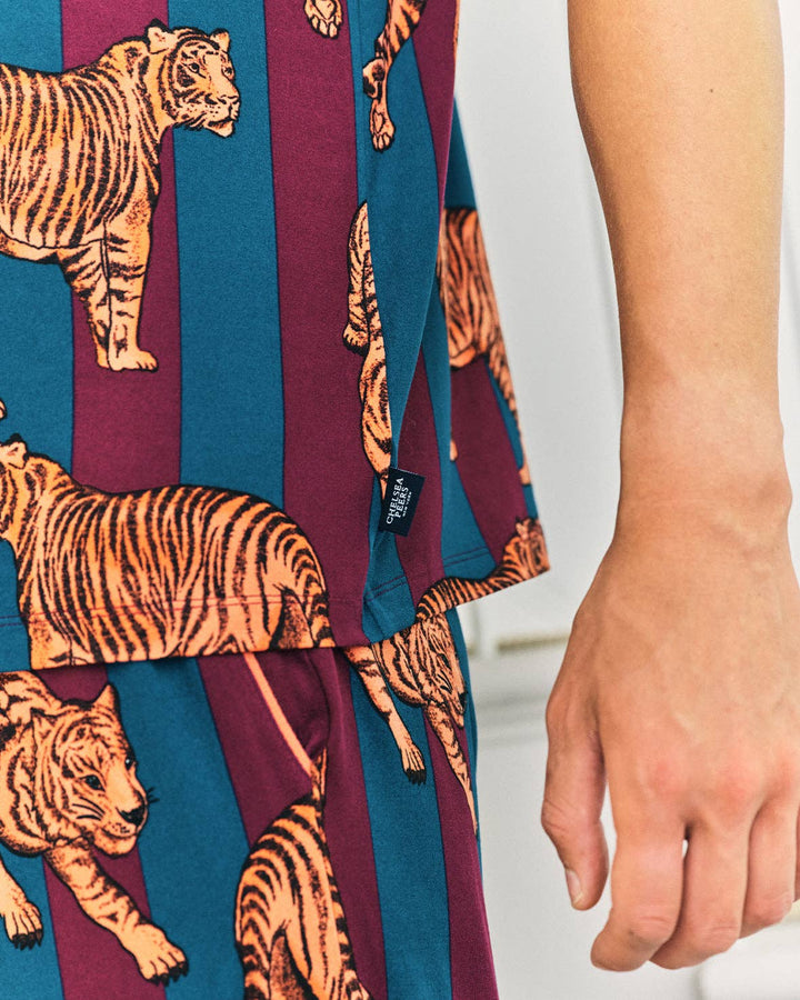 Tiger Stripe Print Long Pyjama Set: M