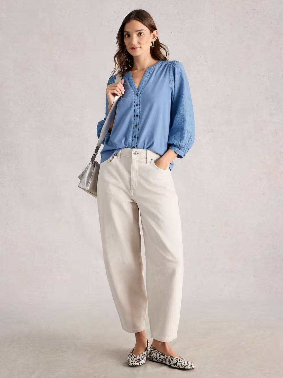 DAISY DOBBY MIX TOP MID BLUE