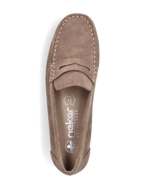 Rieker Women's Beige Suede Loafers 40051-62