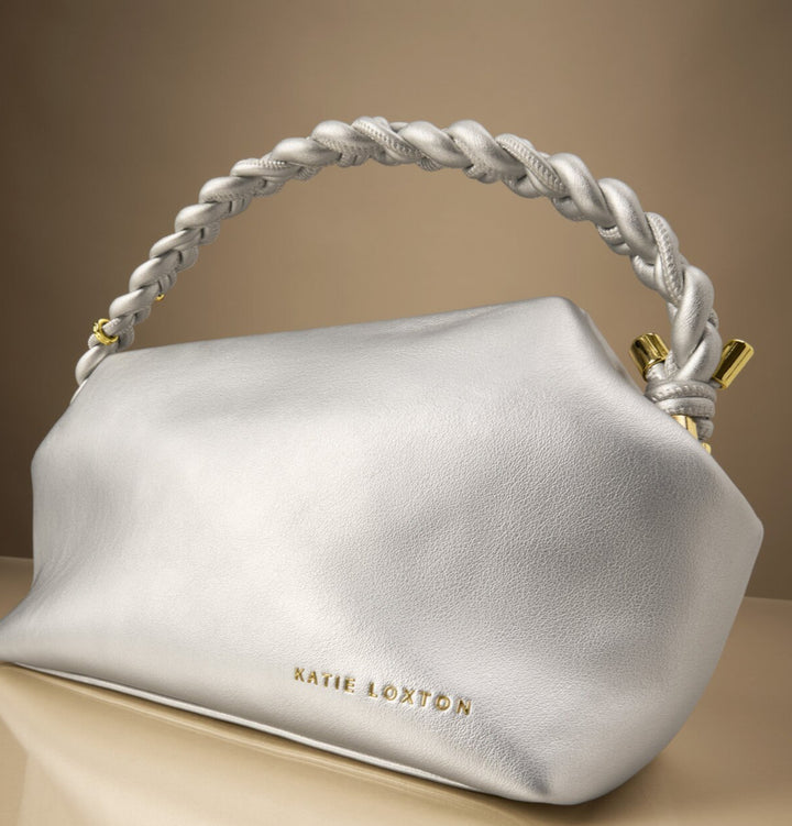 ARDEN BRAIDED TOP HANDLE BAG | SILVER