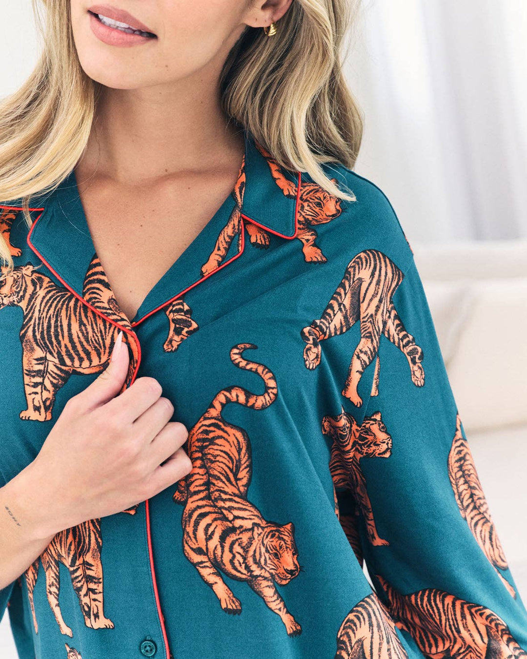 Tiger Print Short Pyjama Set: UK 12