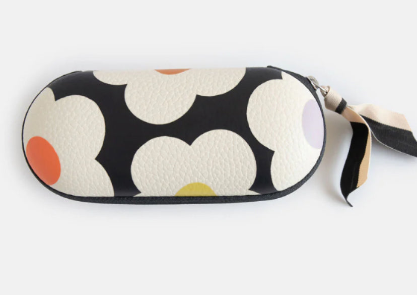 MULTI FLOWER CHARCOAL ZIP GLASSES CASE