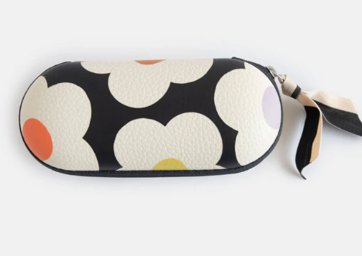 MULTI FLOWER CHARCOAL ZIP GLASSES CASE