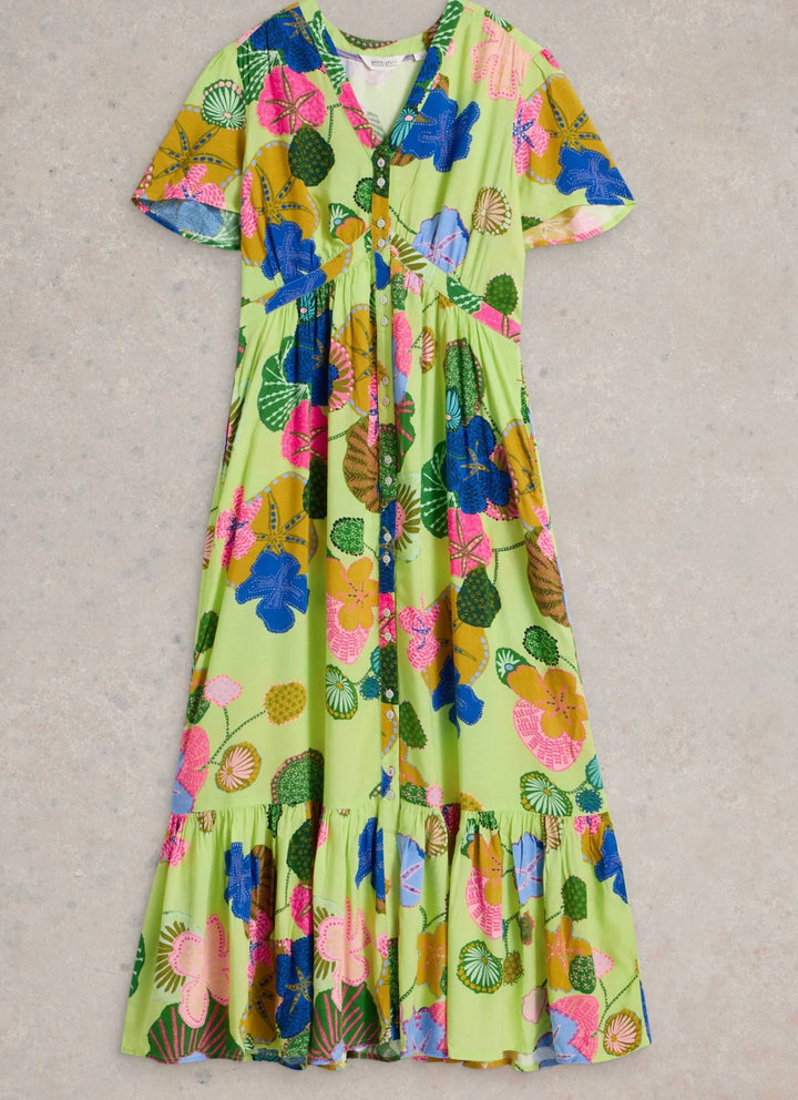 GREEN MULTI PHOEBE MIDI DRESS