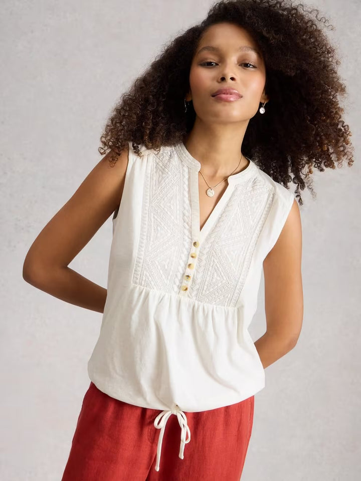 PEONY SLEEVELESS SHIRT BRILLIANT WHITE