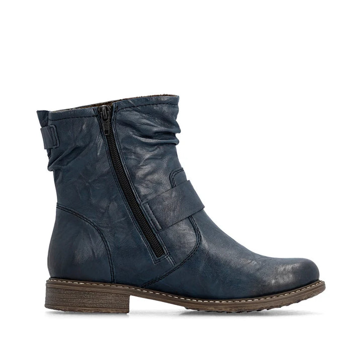 Rieker Women's Blue Leather Ankle Boots 74857-14
